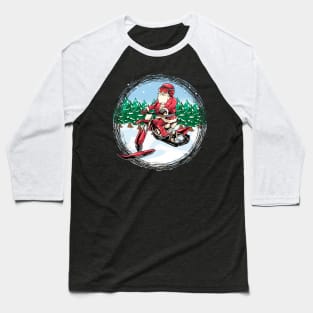 Santa Claus Snowbike Snowmobile Motorcycle Biker Christmas Baseball T-Shirt